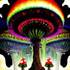 Surreal Illustration of Toadstool Mushroom Landscape