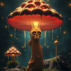 Luminous Mushroom in a Mystical Forest Setting