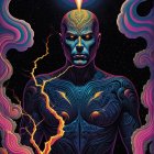 Surreal Illustration of a Powerful Muscular Figure