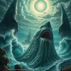 Surreal Landscape with Mountains and Monstrous Creature