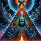 Surreal Landscape with Pyramids and Deities