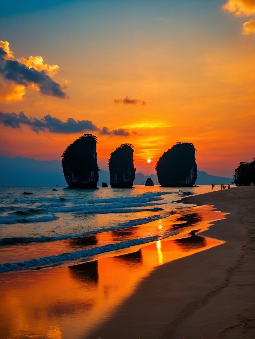 Stunning Sunset Over a Serene Beach Landscape