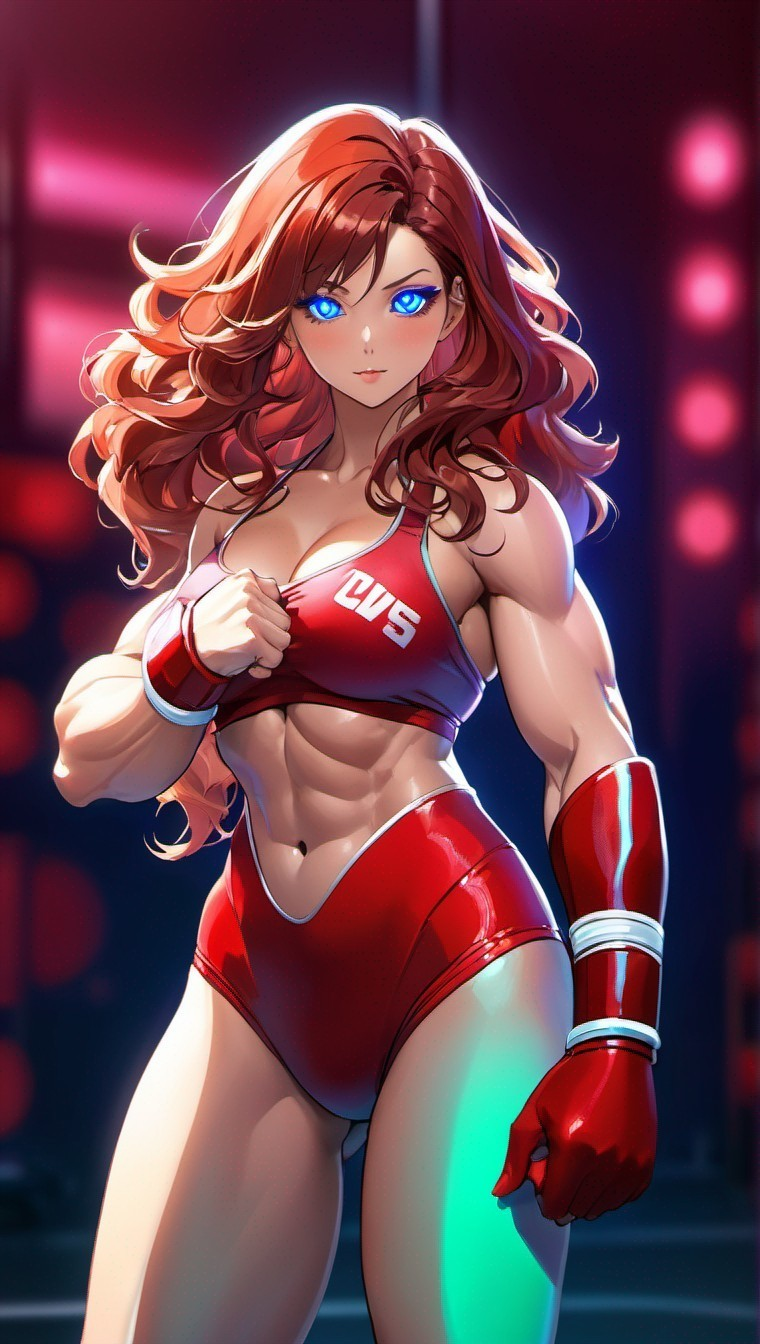 Muscular Female Athlete in Vibrant Athletic Uniform