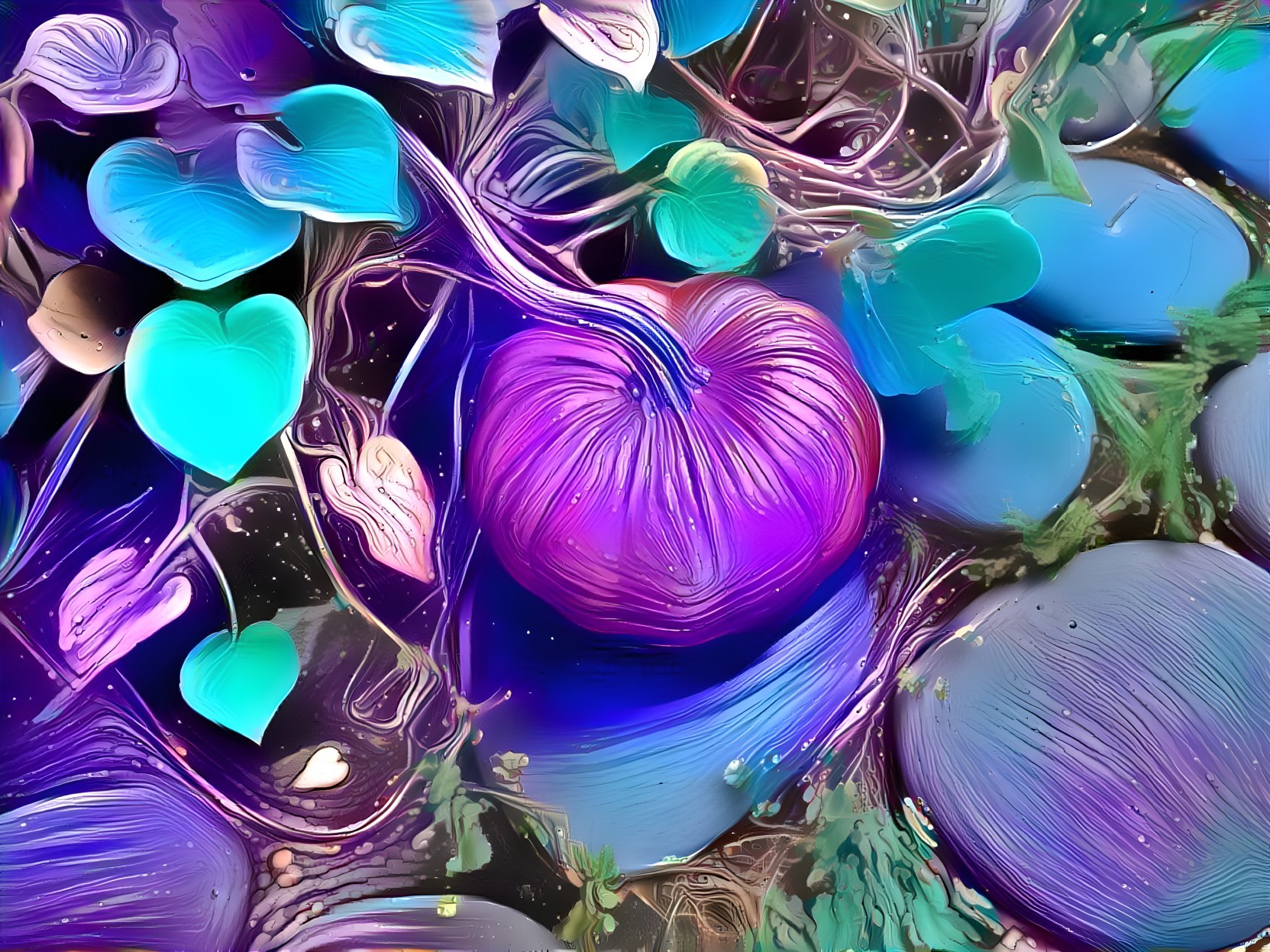 Abstract Composition of Vibrant Colors and Organic Forms