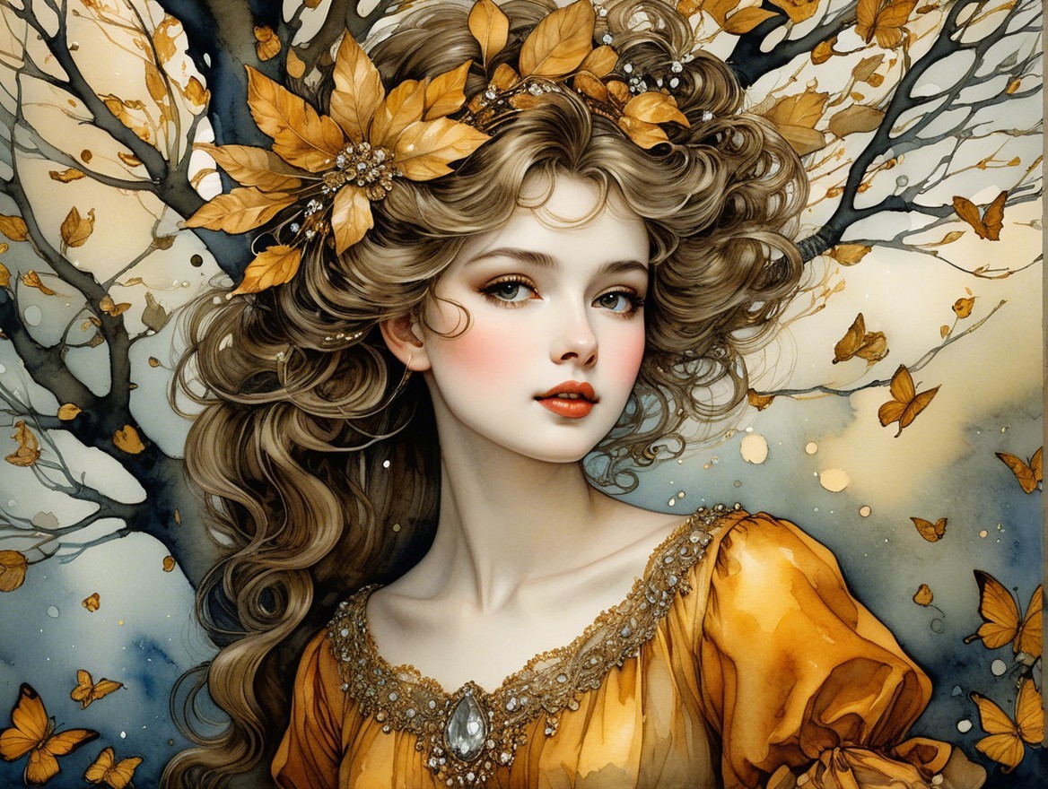 Portrait of a Young Woman in Autumnal Setting