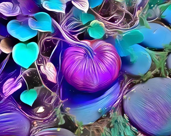 Abstract Composition of Vibrant Colors and Organic Forms