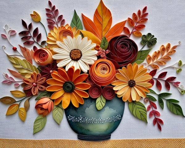 Vibrant Quilled Paper Bouquet with Colorful Flowers