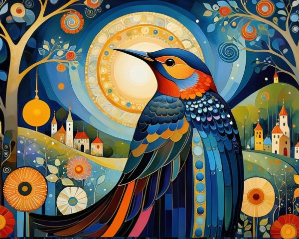 Colorful Abstract Illustration of a Majestic Bird