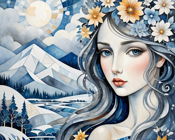 Serene Young Woman Surrounded by Nature's Beauty