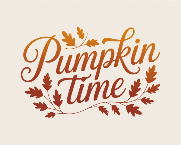 Elegant "Pumpkin Time" Text in Autumn Colors
