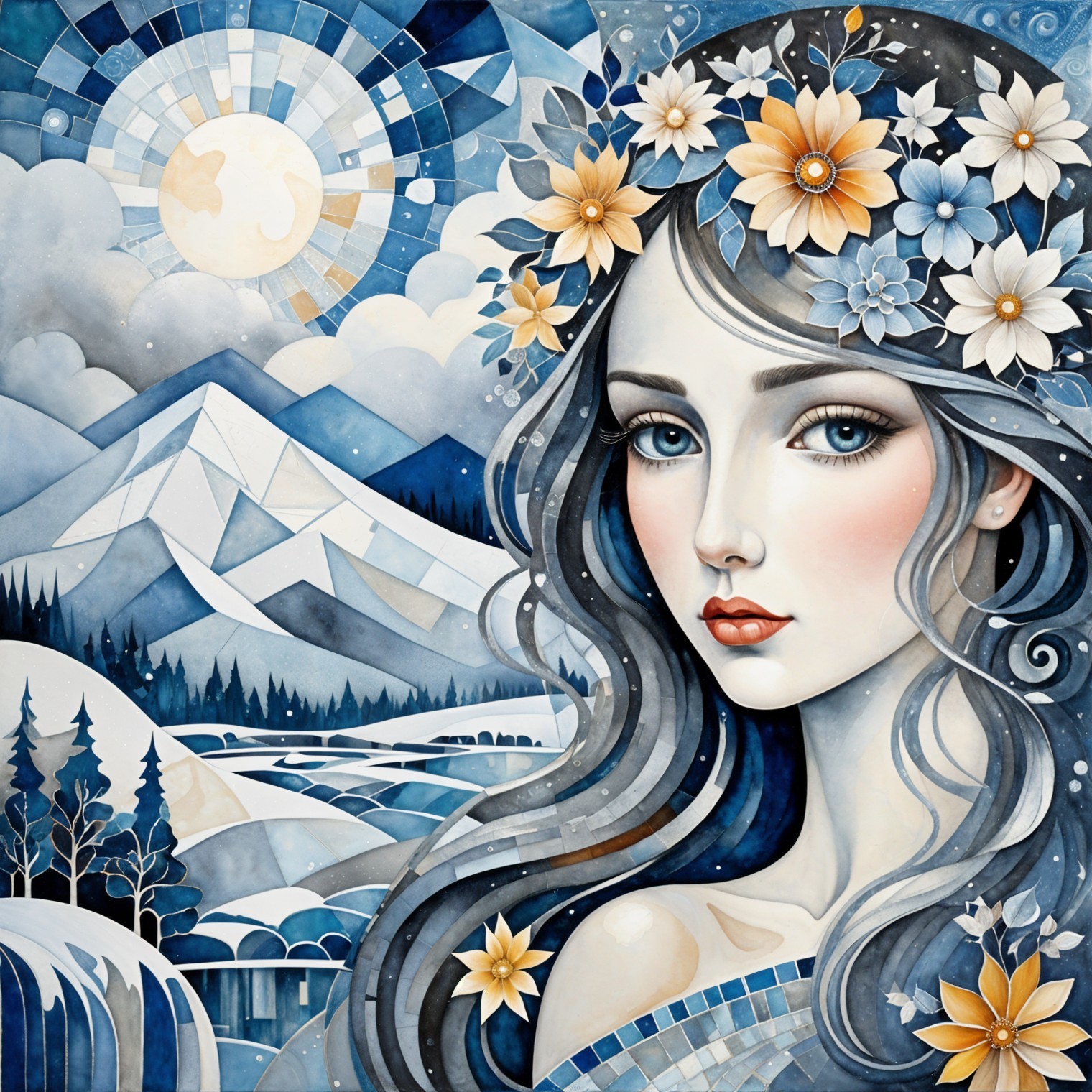 Serene Young Woman Surrounded by Nature's Beauty