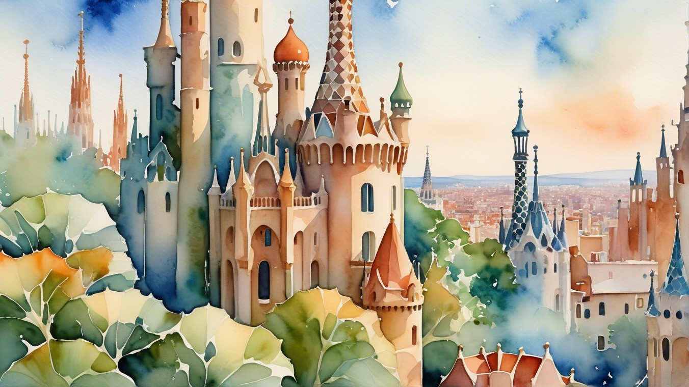 Whimsical Castles in a Dreamy Landscape Illustration