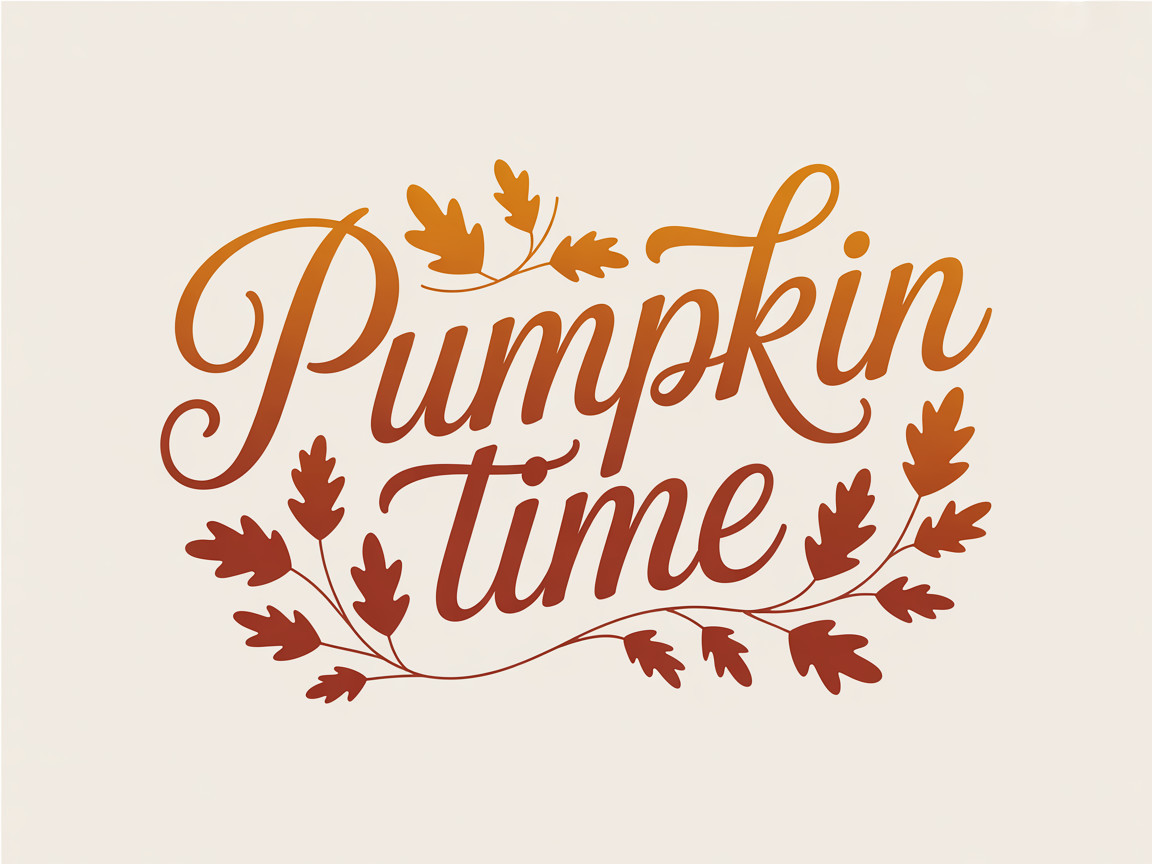 Elegant "Pumpkin Time" Text in Autumn Colors