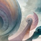 Stylized Female Figure Amid Abstract Foliage