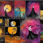 Vibrant Collage of Flowers and Suns in Bold Colors