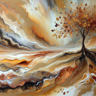 Watercolor of Foxes in Tranquil Autumn Forest