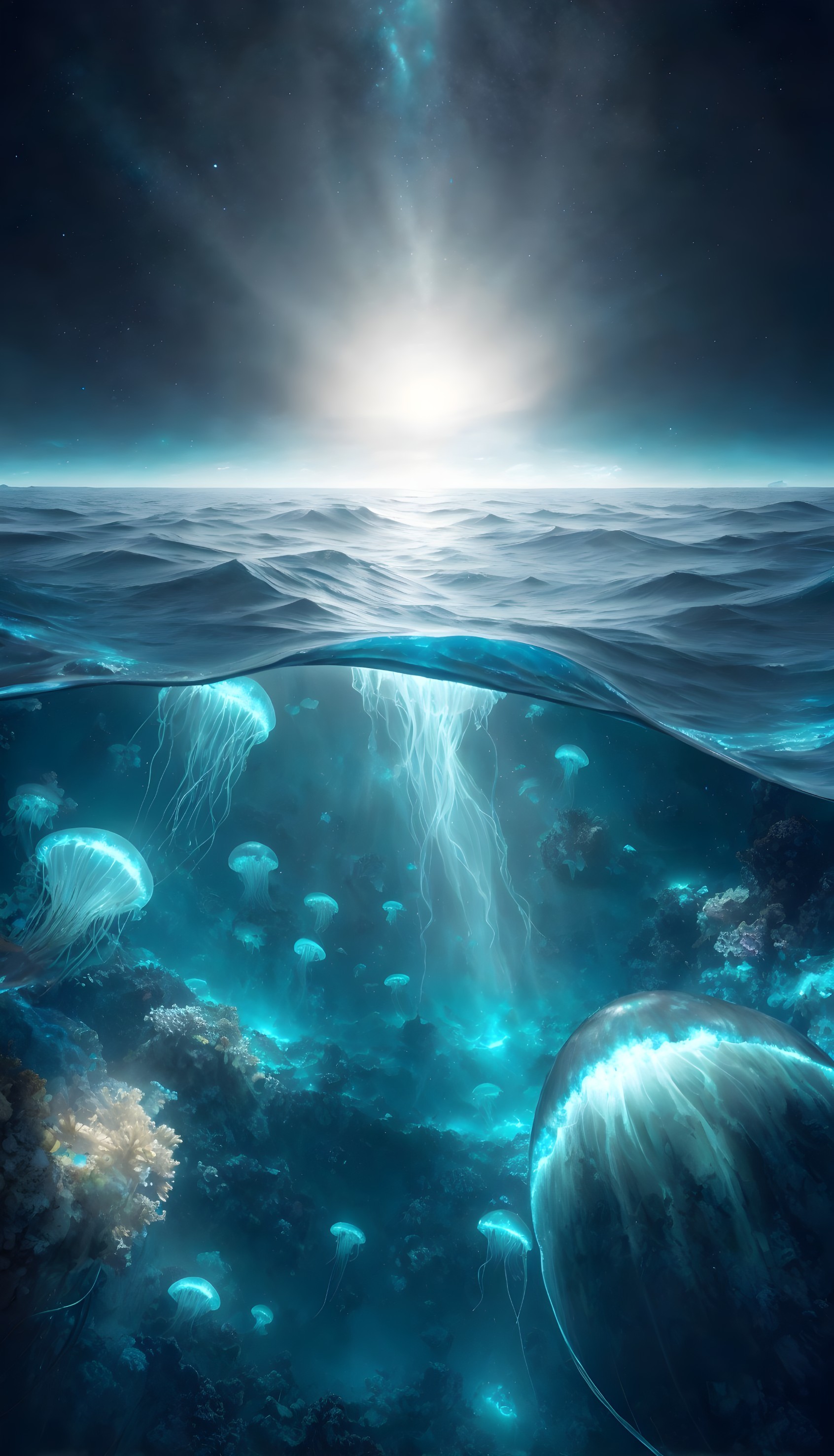 Vibrant Jellyfish in Serene Underwater Scene