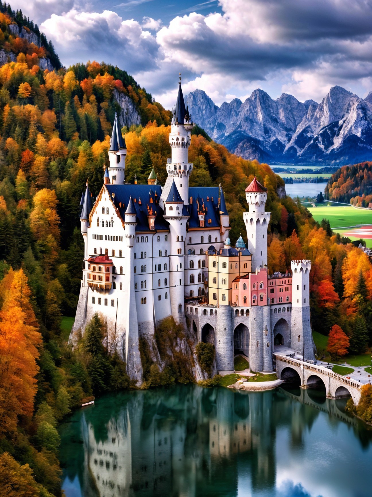 Fairytale Castle Surrounded by Autumn Landscape