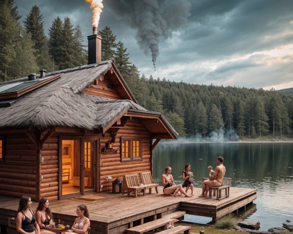 Cozy Wooden Cabin by Serene Lake in Lush Forest