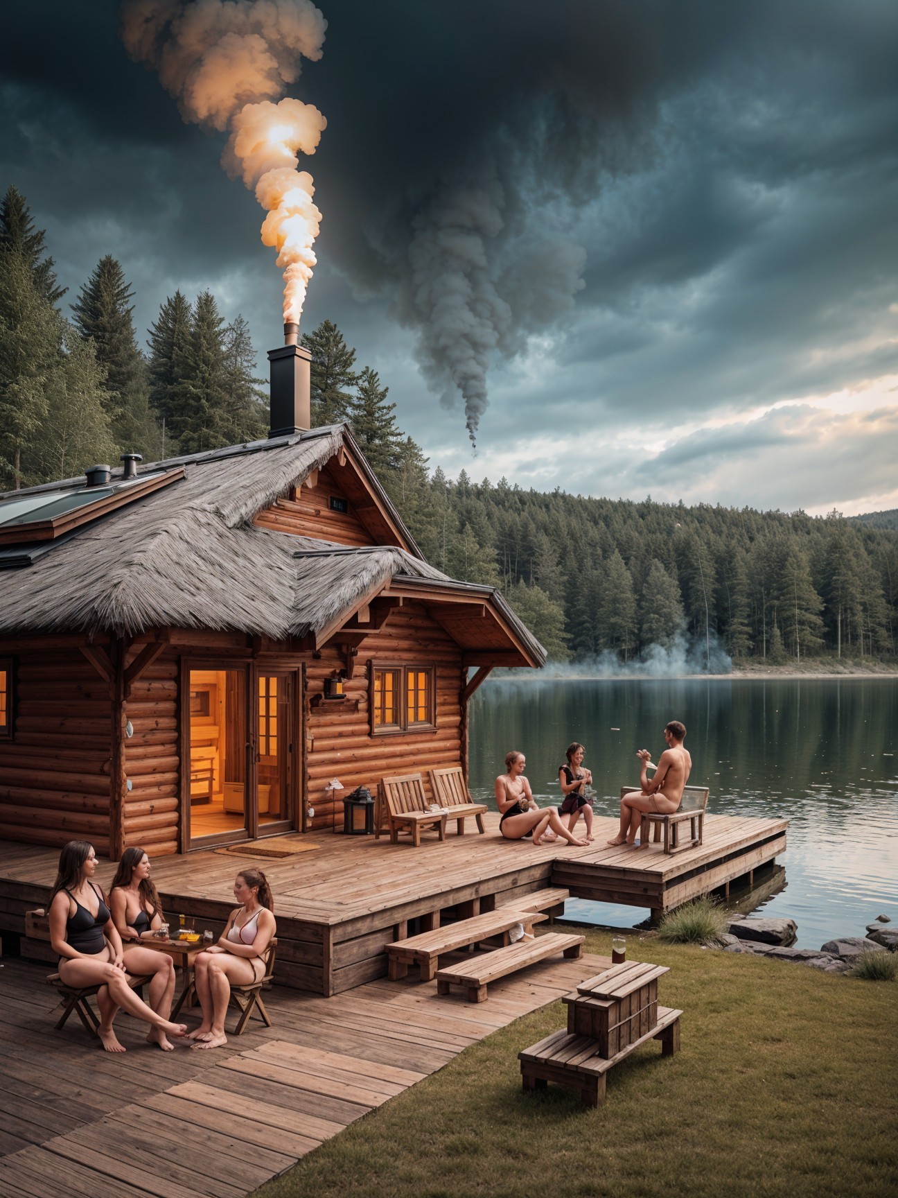 Cozy Wooden Cabin by Serene Lake in Lush Forest