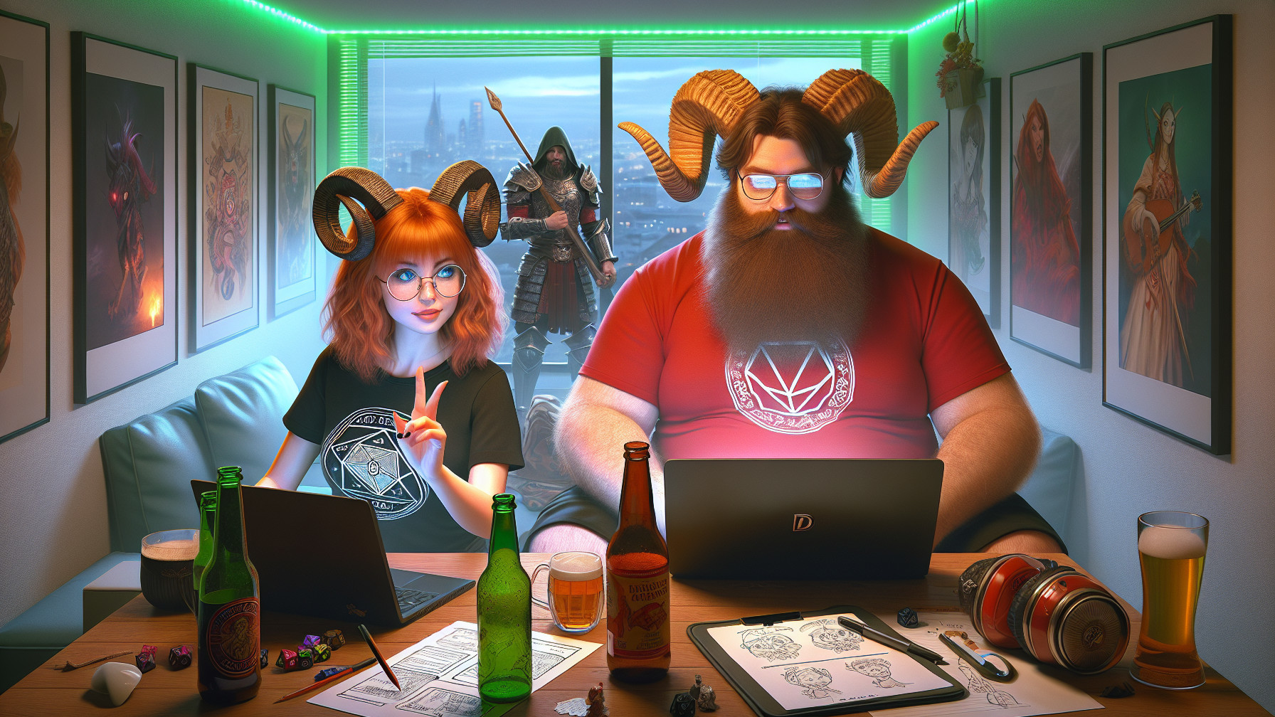 Cozy Room with Neon Lights and Gaming Atmosphere