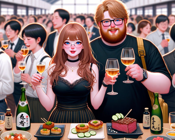 Fashionable Couple at a Vibrant Social Gathering