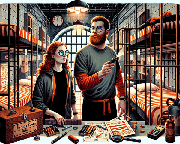 Prison Room with Escape Plan Elements and Characters