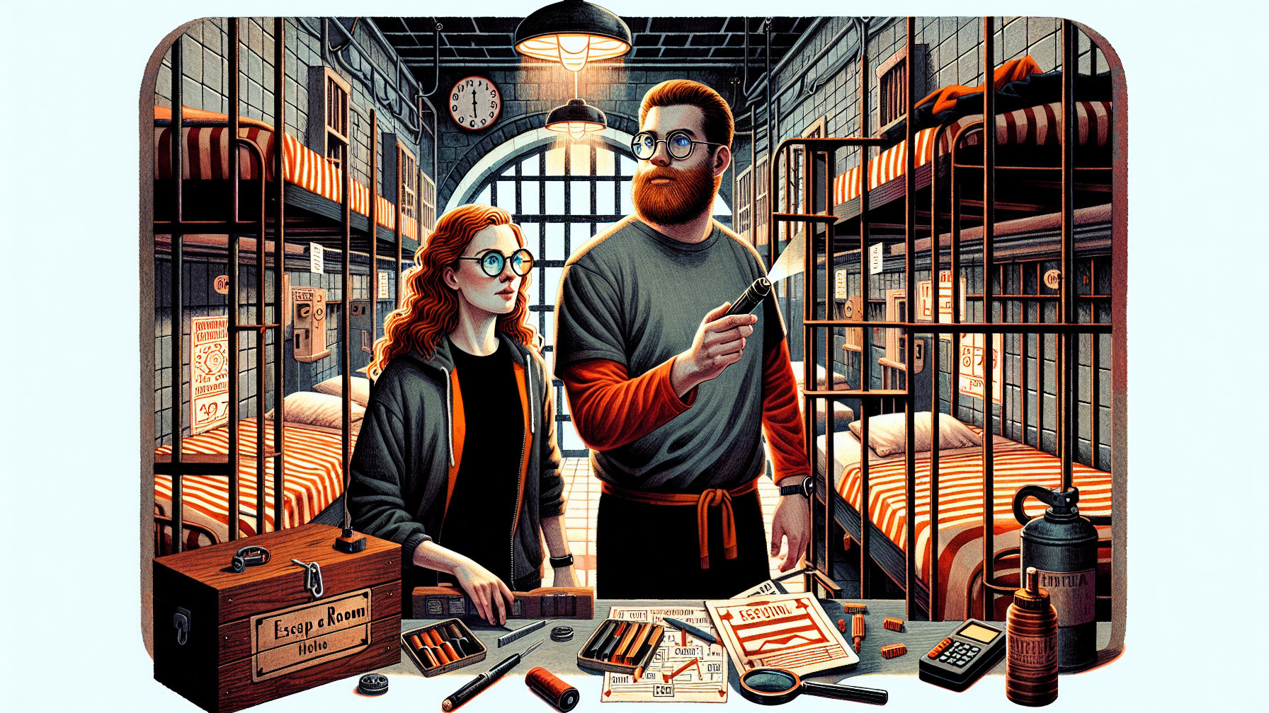 Prison Room with Escape Plan Elements and Characters