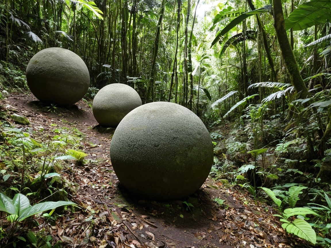 Spherical Stone Formations in Tropical Forest Setting