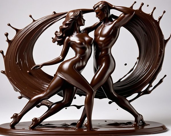 Dynamic Chocolate Sculpture of Dancing Couple