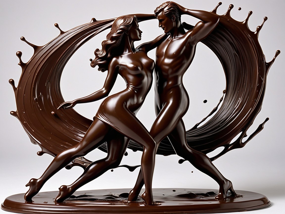 Dynamic Chocolate Sculpture of Dancing Couple