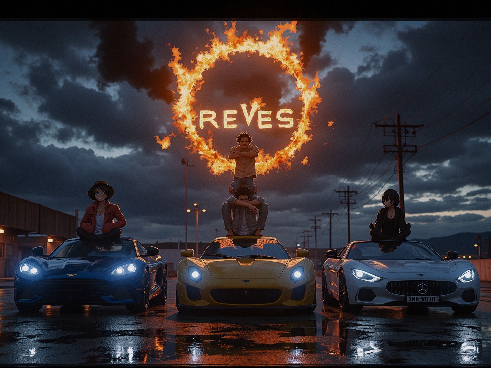 Stylish Figures Posing with Luxury Sports Cars