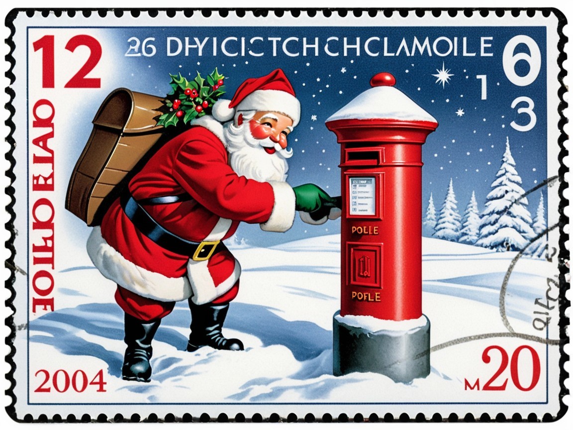 2004 Christmas Stamp Featuring Santa Claus and Pillar Box