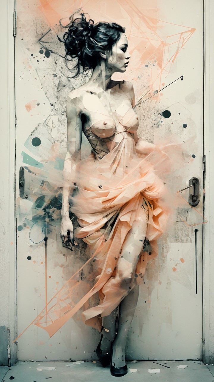 Artistic Composition of Woman with Abstract Elements