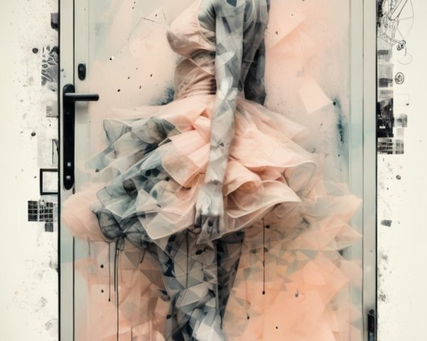 Abstract Silhouette of Woman by Doorway in Pastels