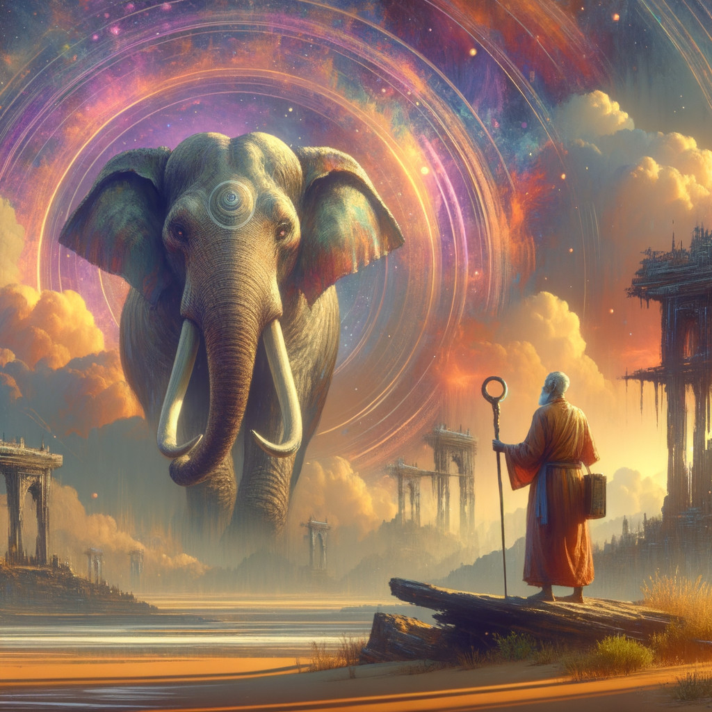 Gigantic Elephant in Surreal Cosmic Landscape