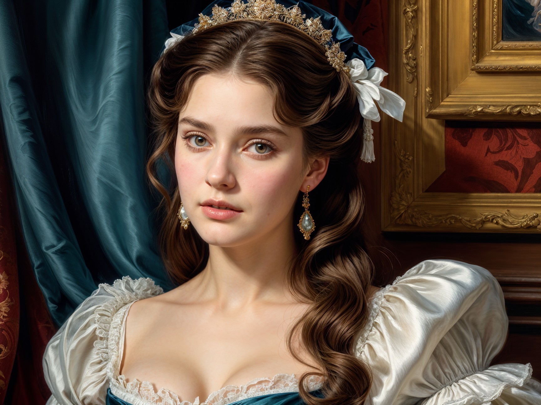 Portrait of a Young Woman in Elegant Attire