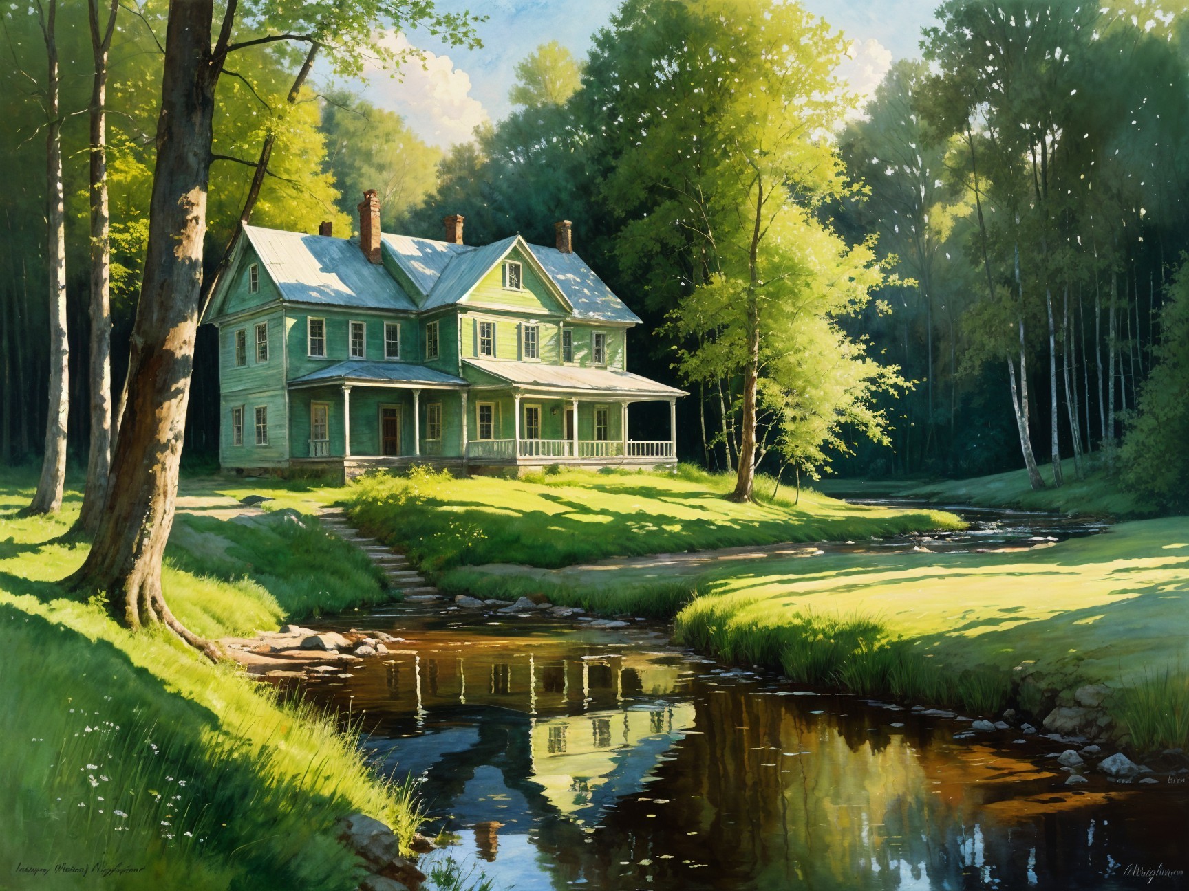 Charming Green House in a Lush Natural Landscape