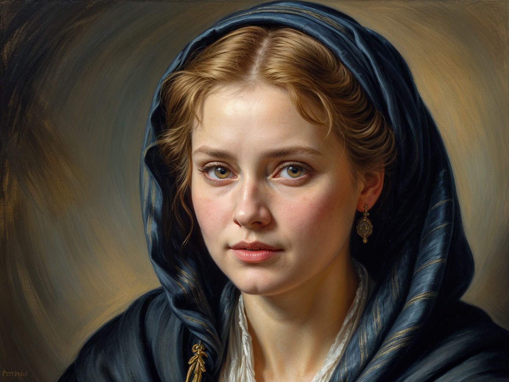 Young Woman in Elegant Headscarf with Warm Glow