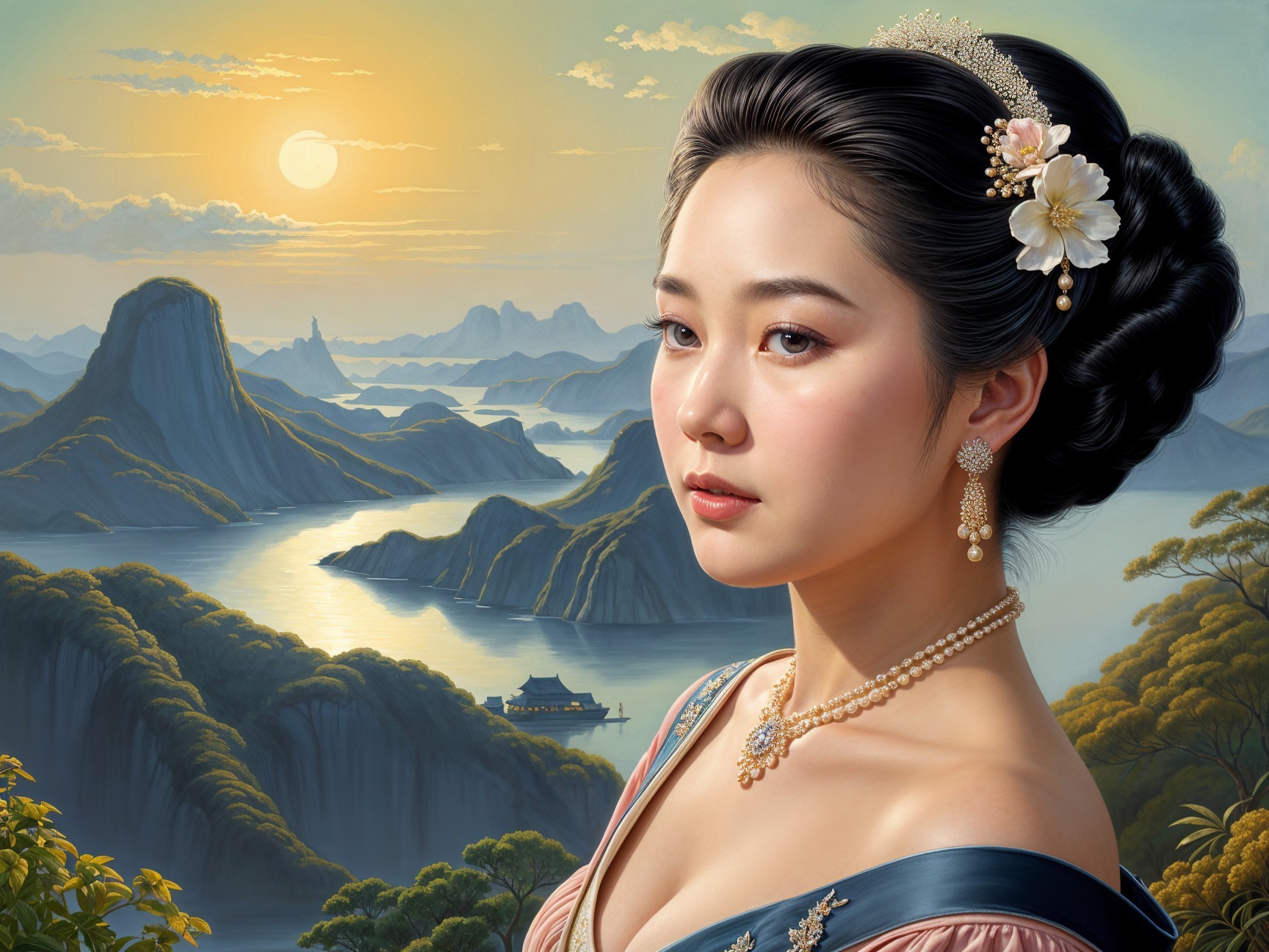 Portrait of a Young Woman in Nature's Serenity
