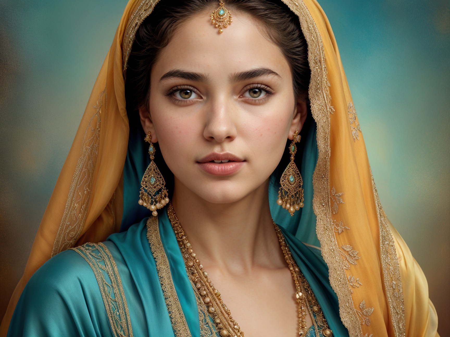 Young Woman in Vibrant Traditional Attire and Jewelry