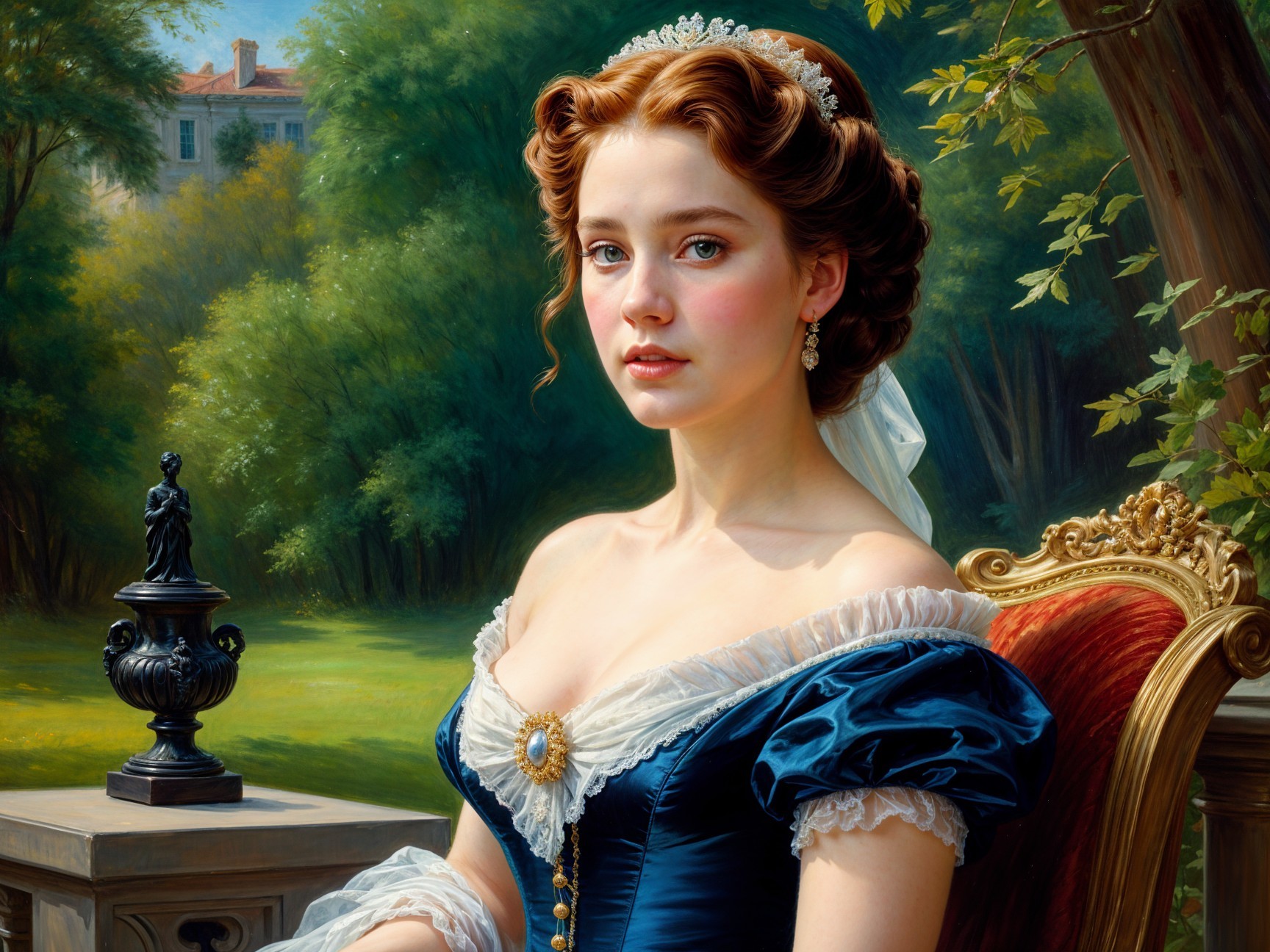 Victorian Attire in Idyllic Garden Setting