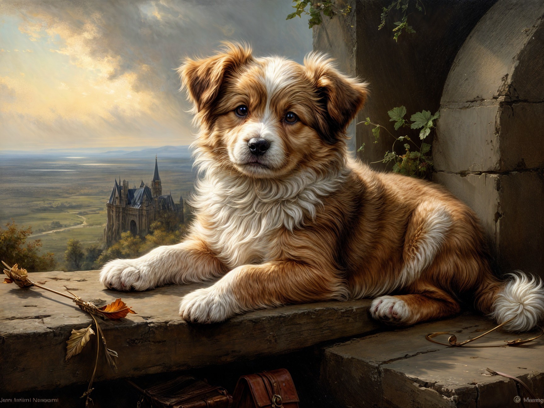Playful Pup Enjoys Scenic Autumn View
