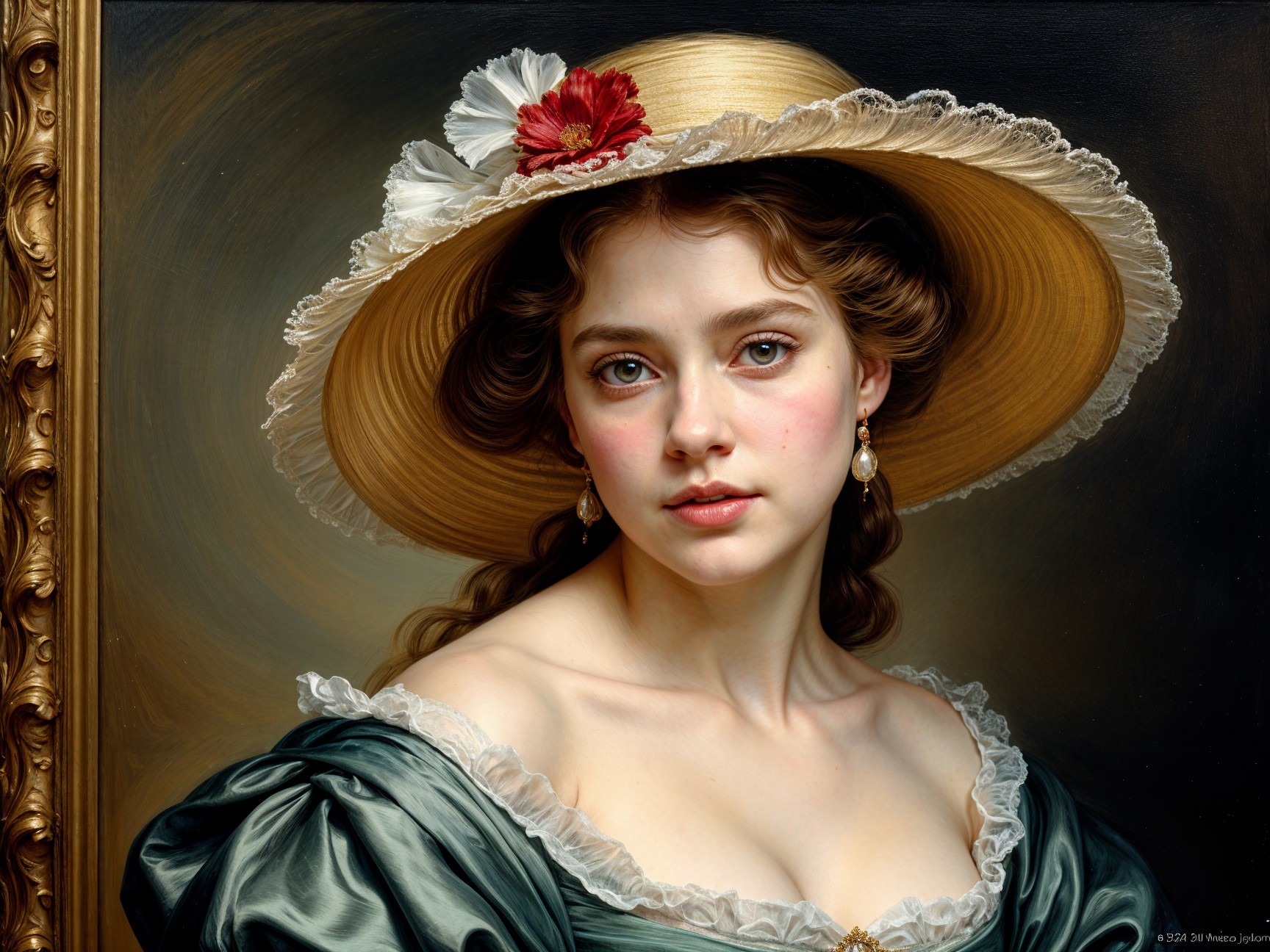 Portrait of a Young Woman in Elegant Attire