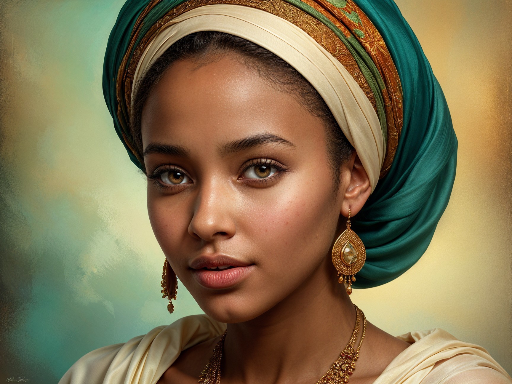 Portrait of a Young Woman with Elegant Accessories
