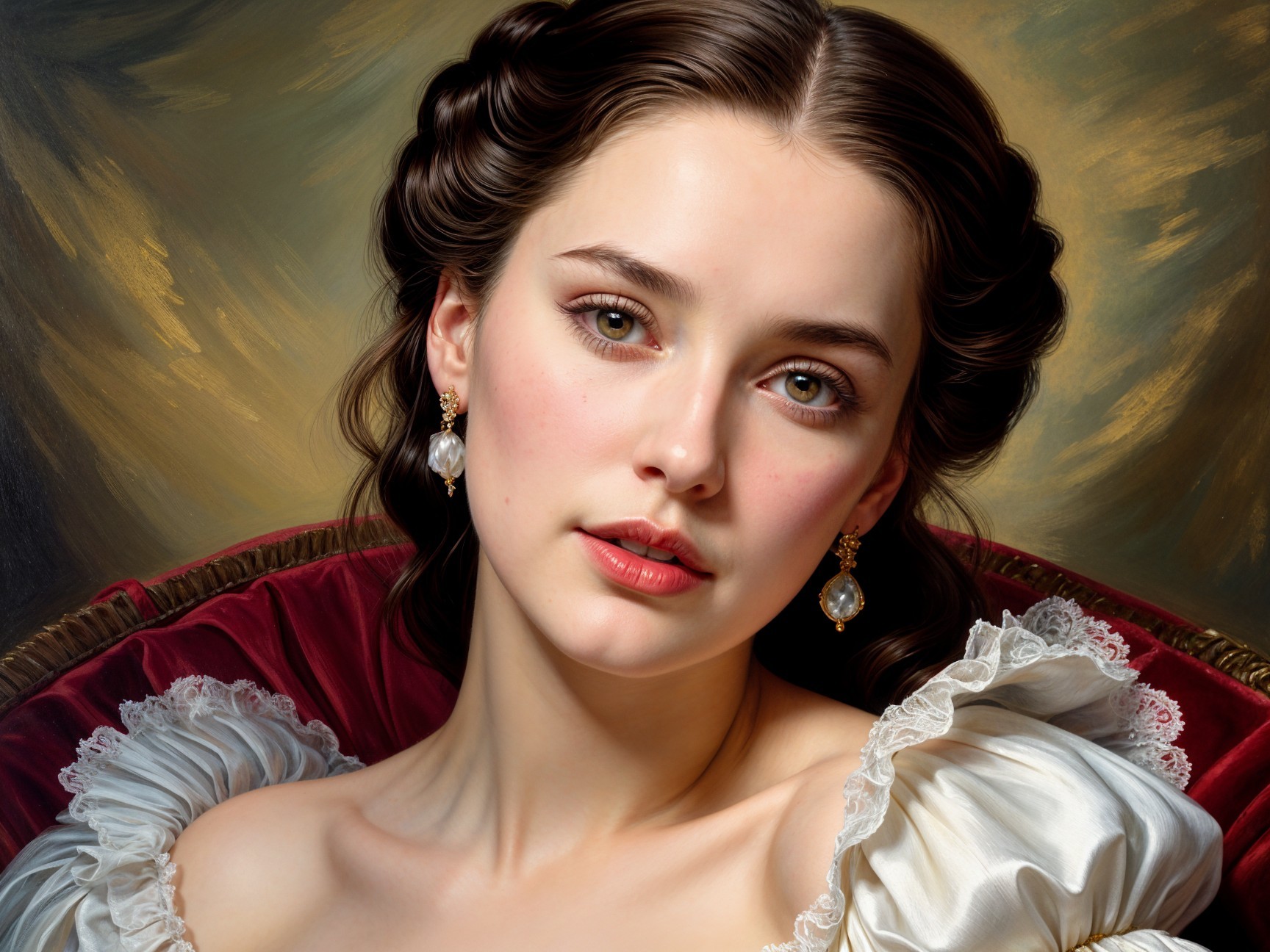 Portrait of a Young Woman in Vintage Clothing