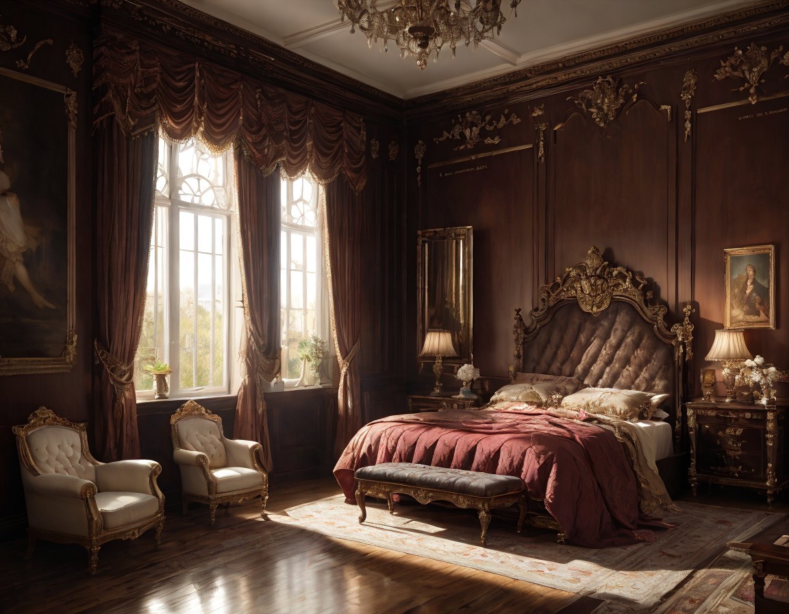 Luxurious Victorian Bedroom with Elegant Furnishings