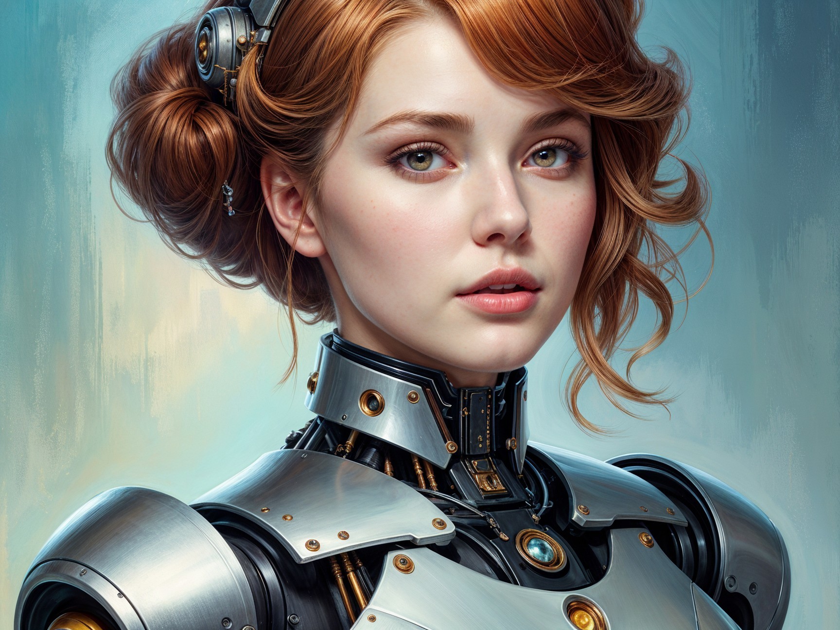 Futuristic Female Robot with Human-Like Features