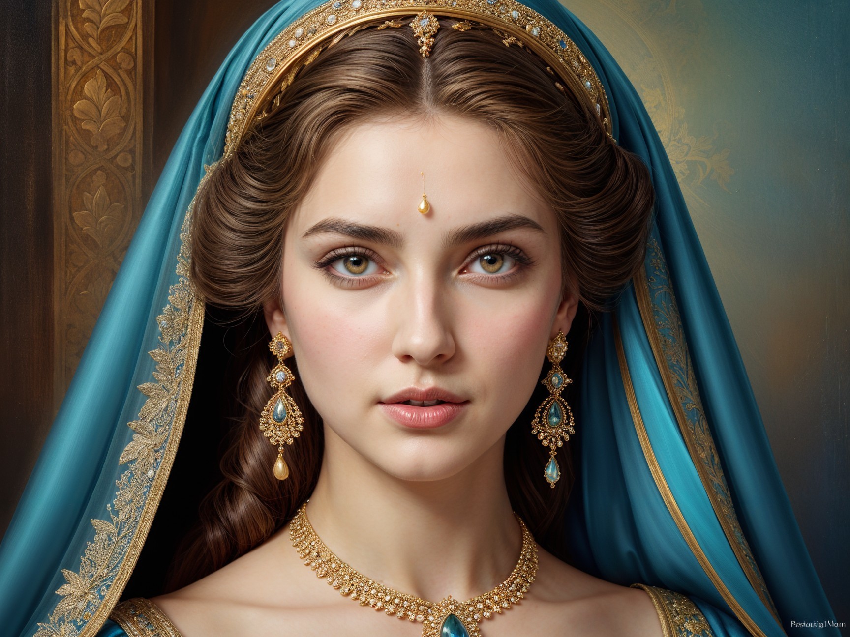 Young Woman in Traditional Attire with Serene Expression
