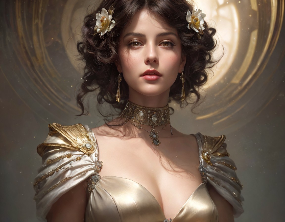 Portrait of a Young Woman in Elegant Attire